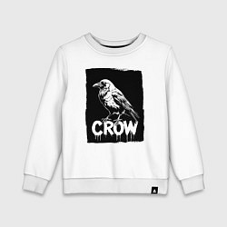 Свитшот хлопковый детский Ворона в черном штрихе, цвет: белый