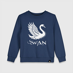 Свитшот хлопковый детский Лебедь с крыльями, цвет: тёмно-синий