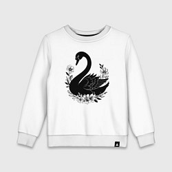 Свитшот хлопковый детский Лебедь среди цветов, цвет: белый