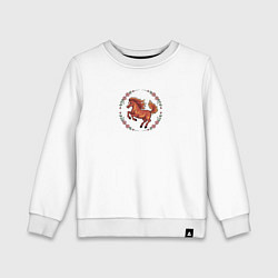 Детский свитшот Огненная лошадь и розовые цветы