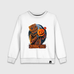 Свитшот хлопковый детский Хэллоуин пугало, цвет: белый