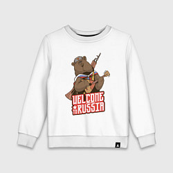 Свитшот хлопковый детский Добро пожаловать в Россию, цвет: белый