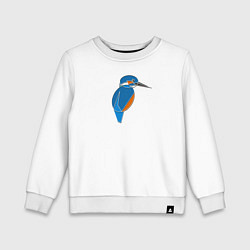 Свитшот хлопковый детский Птица зимородок в стиле мозаики, цвет: белый