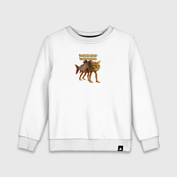 Свитшот хлопковый детский Trulimero Trulicina - кот рыба мем, цвет: белый