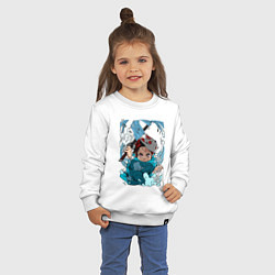 Свитшот хлопковый детский Клинок рассекающий демонов Тандзиро, цвет: белый — фото 2