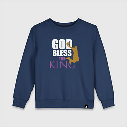 Свитшот хлопковый детский God bless the king, цвет: тёмно-синий