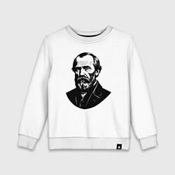 Свитшот хлопковый детский Портрет Достоевского, цвет: белый