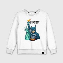 Свитшот хлопковый детский Batman and statue of Liberty - ai art fantasy, цвет: белый