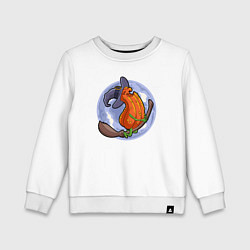 Свитшот хлопковый детский Тыква на метле, цвет: белый