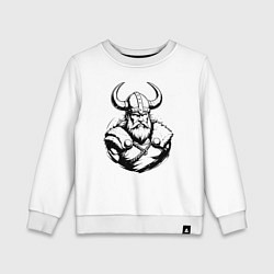 Свитшот хлопковый детский Грозный воин севера, цвет: белый