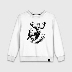 Свитшот хлопковый детский Вратарь ловит мяч, цвет: белый