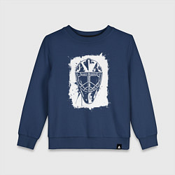 Свитшот хлопковый детский Вратарская маска в белом квадрате, цвет: тёмно-синий