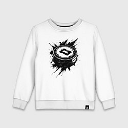 Свитшот хлопковый детский Чёрная хоккейная шайба, цвет: белый