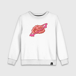 Свитшот хлопковый детский Saturn brain, цвет: белый