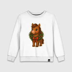 Свитшот хлопковый детский Маленькая милая лошадка в городе, цвет: белый