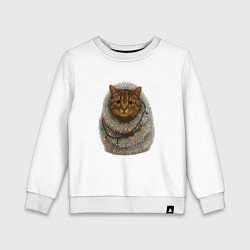 Свитшот хлопковый детский Новогодний котик ждет Новый год, цвет: белый