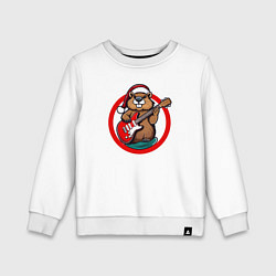 Детский свитшот Новогодний бобр с гитарой