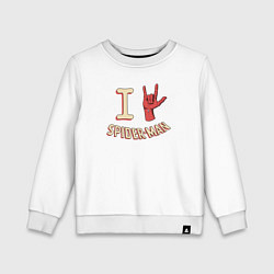 Свитшот хлопковый детский I love Spider-man, цвет: белый