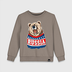 Свитшот хлопковый детский Made in Russia: медведь, цвет: утренний латте