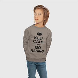 Свитшот хлопковый детский Keep Calm & Go fishing, цвет: утренний латте — фото 2