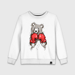 Свитшот хлопковый детский Bear Boxing, цвет: белый