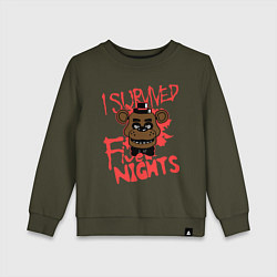 Свитшот хлопковый детский I Survived Five Night, цвет: хаки