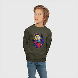 Свитшот хлопковый детский Messi Art, цвет: хаки — фото 2