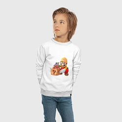 Свитшот хлопковый детский Super Mario: Builder, цвет: белый — фото 2