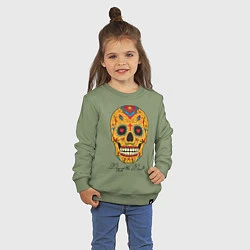 Свитшот хлопковый детский Мексиканский череп, цвет: авокадо — фото 2