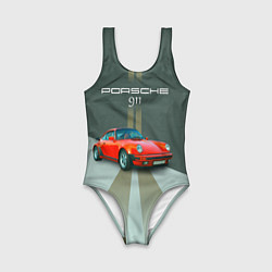 Купальник для девочки Porsche спортивный немецкий автомобиль, цвет: 3D-принт