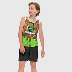 Майка-безрукавка детская Minecraft logo heroes, цвет: 3D-белый — фото 2