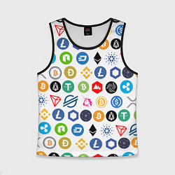 Майка-безрукавка детская BITCOIN PATTERN БИТКОИН Z, цвет: 3D-черный