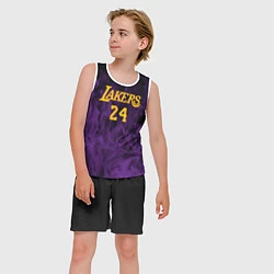 Майка-безрукавка детская Lakers 24 фиолетовое пламя, цвет: 3D-белый — фото 2