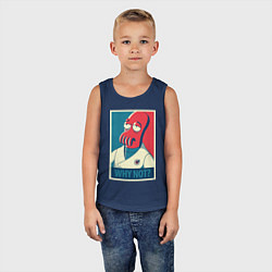 Майка детская хлопок Zoidberg: Why not?, цвет: тёмно-синий — фото 2