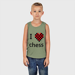 Майка детская хлопок I love chess, цвет: авокадо — фото 2