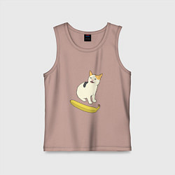 Майка детская хлопок Cat no banana meme, цвет: пыльно-розовый