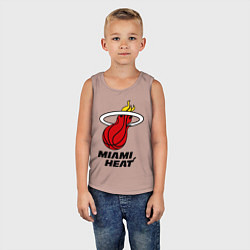 Майка детская хлопок Miami Heat-logo, цвет: пыльно-розовый — фото 2