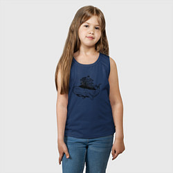Майка детская хлопок Whale forest, цвет: тёмно-синий — фото 2