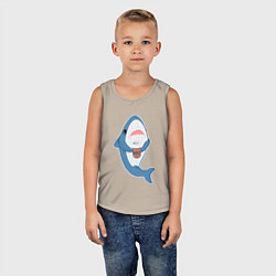 Майка детская хлопок Hype Shark, цвет: миндальный — фото 2