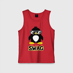 Майка детская хлопок SWAG Penguin, цвет: красный