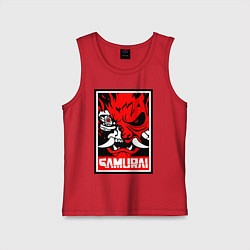 Майка детская хлопок Cyberpunk 2077: Samurai Poster, цвет: красный