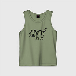 Майка детская хлопок Рисунок кота, цвет: авокадо