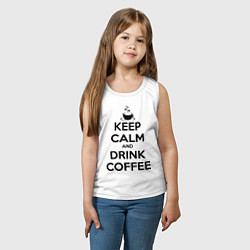 Майка детская хлопок Keep Calm & Drink Coffee, цвет: белый — фото 2