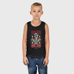 Майка детская хлопок Cool biker Skull, цвет: черный — фото 2