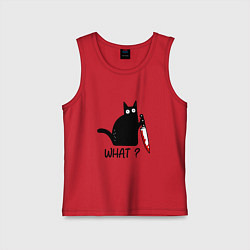 Майка детская хлопок What cat, цвет: красный