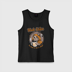 Майка детская хлопок Black Coffee Cat, цвет: черный