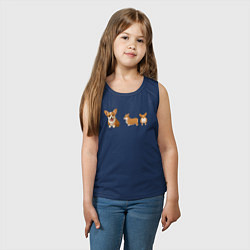 Майка детская хлопок Корги, цвет: тёмно-синий — фото 2
