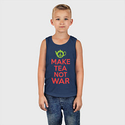 Майка детская хлопок Make tea not war, цвет: тёмно-синий — фото 2