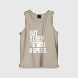 Майка детская хлопок EAT SLEEP PENTAKILL REPEAT, цвет: миндальный
