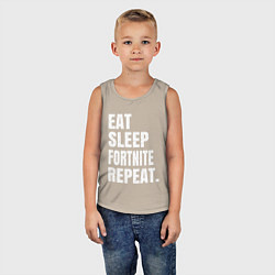 Майка детская хлопок EAT SLEEP FORTNITE REPEAT, цвет: миндальный — фото 2